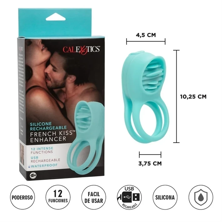 Anillo con vibracion de silicona con carga USB