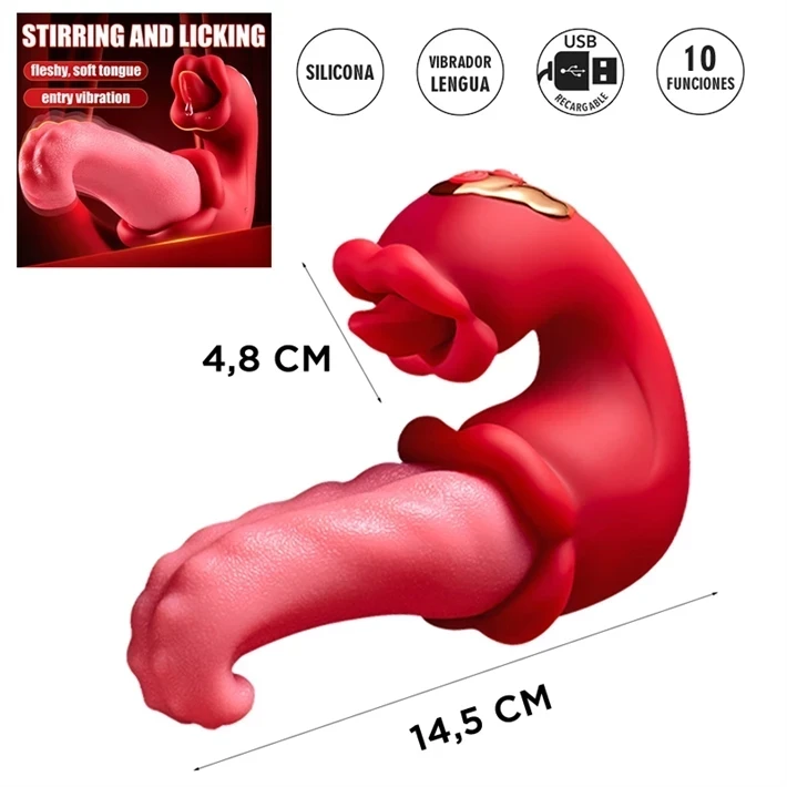 Vibrador doble con forma de lengua