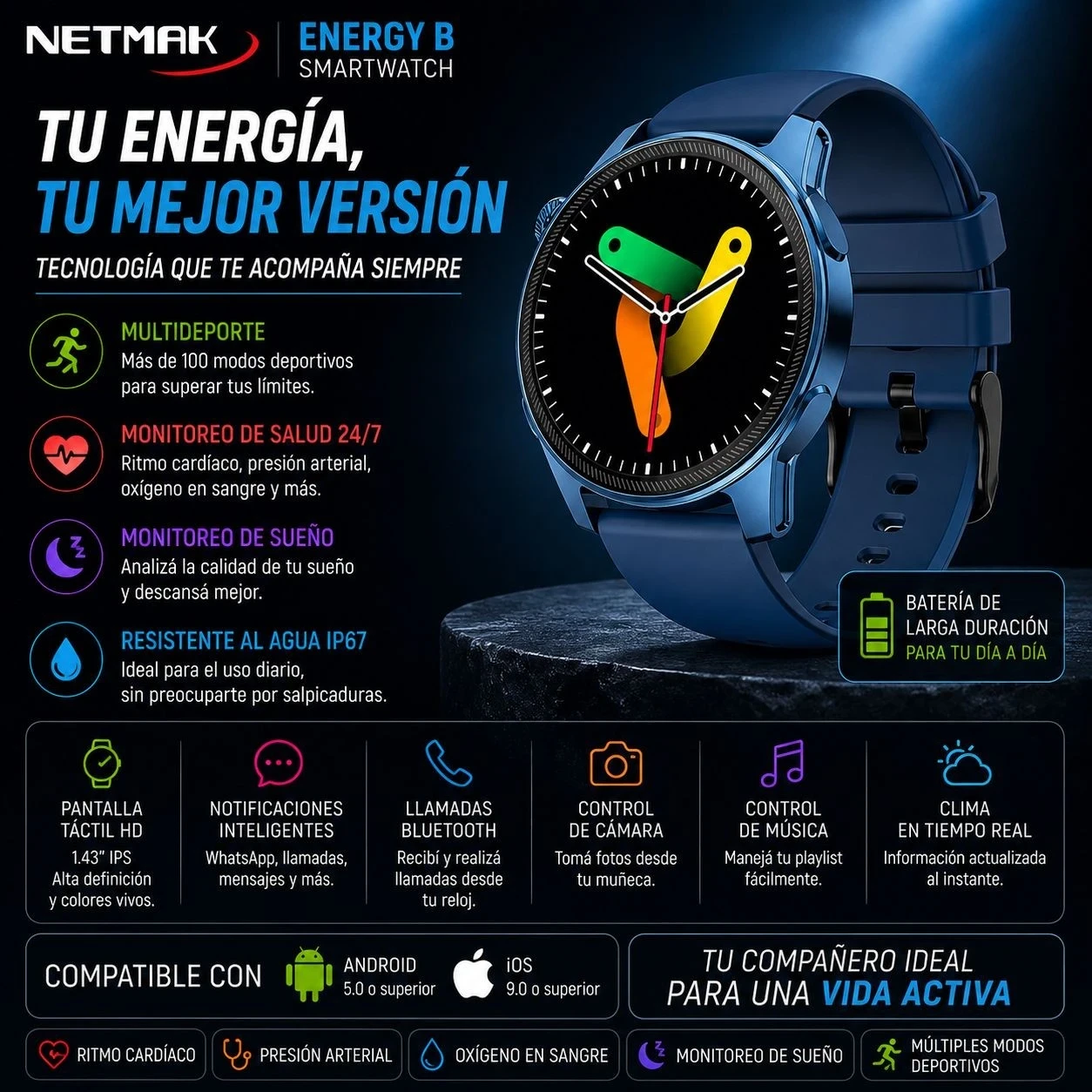 ⌚ *SMARTWATCH NETMAK ENERGY*