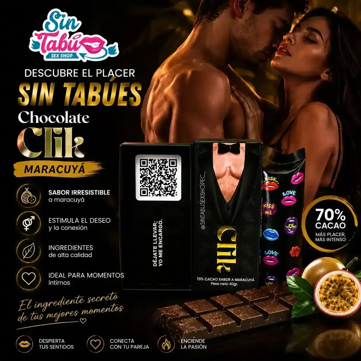 CHOCOLATE ESTIMULANTE SABOR A MARACUYA 
