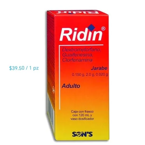 Ridin adulto/dextrometorfano/guaifenesina/clorfenamina-0.150g-2.0g-0.020g