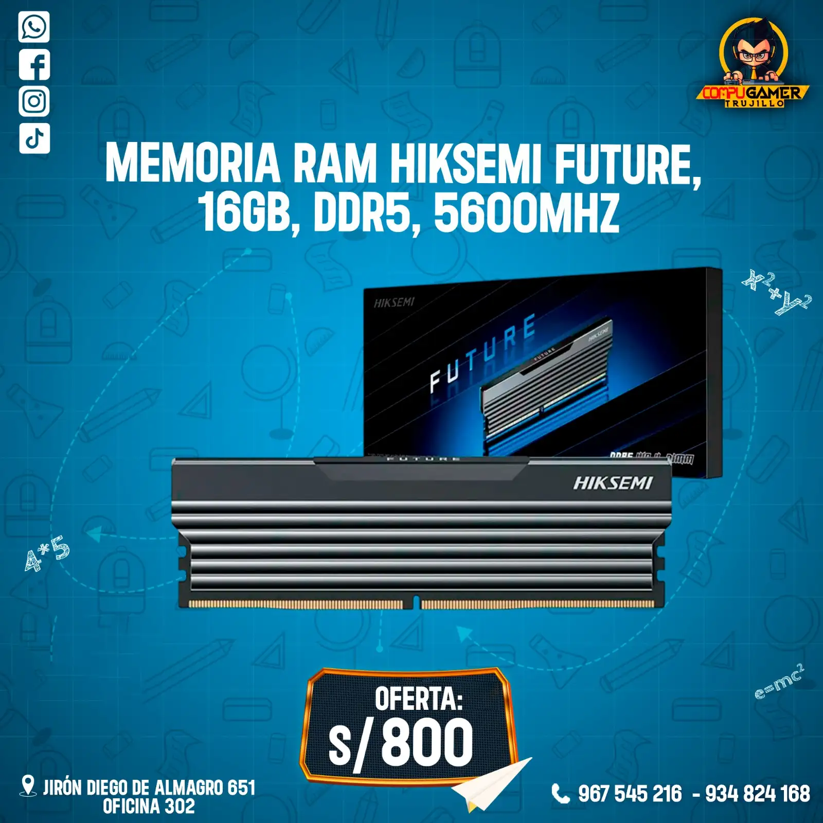 MEMORIA RAM HIKSEMI FUTURE 16GB, DDR5, 5600MHZ 