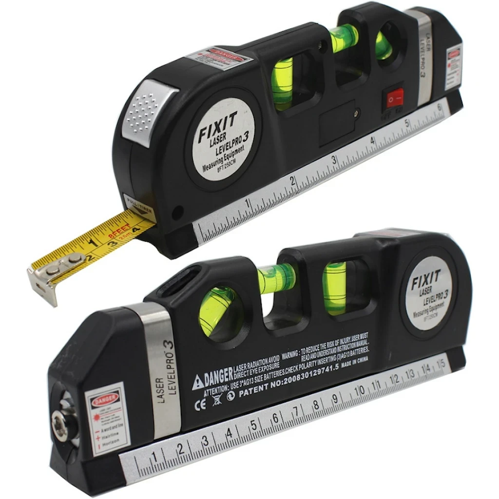 Nivel Laser Cinta Métrica Con 3 Burbujas Regla