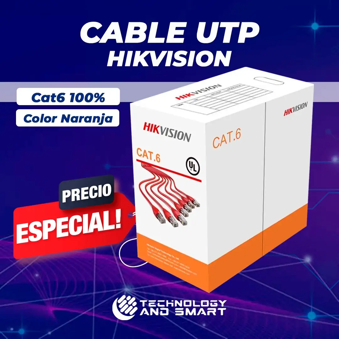 Cable utp cat6 100% Hikvision color naranja 