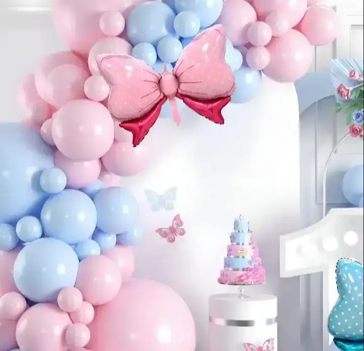 Set super guirnalda globos celeste/rosa pastel 118 pcs 3