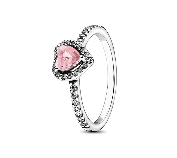 Anillo Relieve Corazón Rosa 