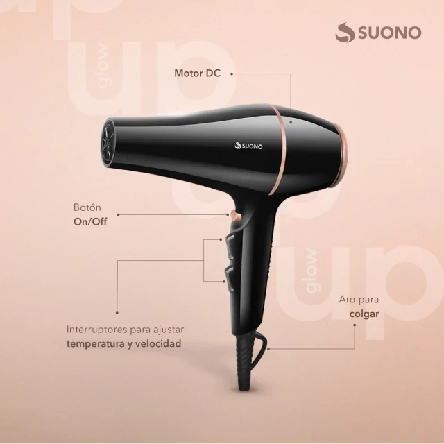 SECADOR DE PELO SUONO 1800W CON CONTROL DE TEMPERATURA 