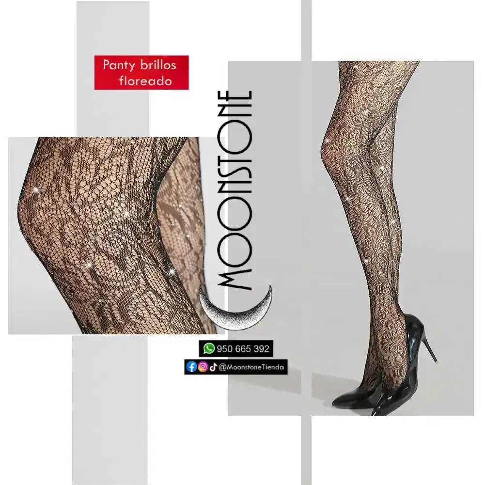 Pantymedia brillos con diseño flores