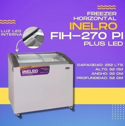 FREEZER INELRO FIH 270PI TAPA DE VIDRIO Y LUZ 252LTS