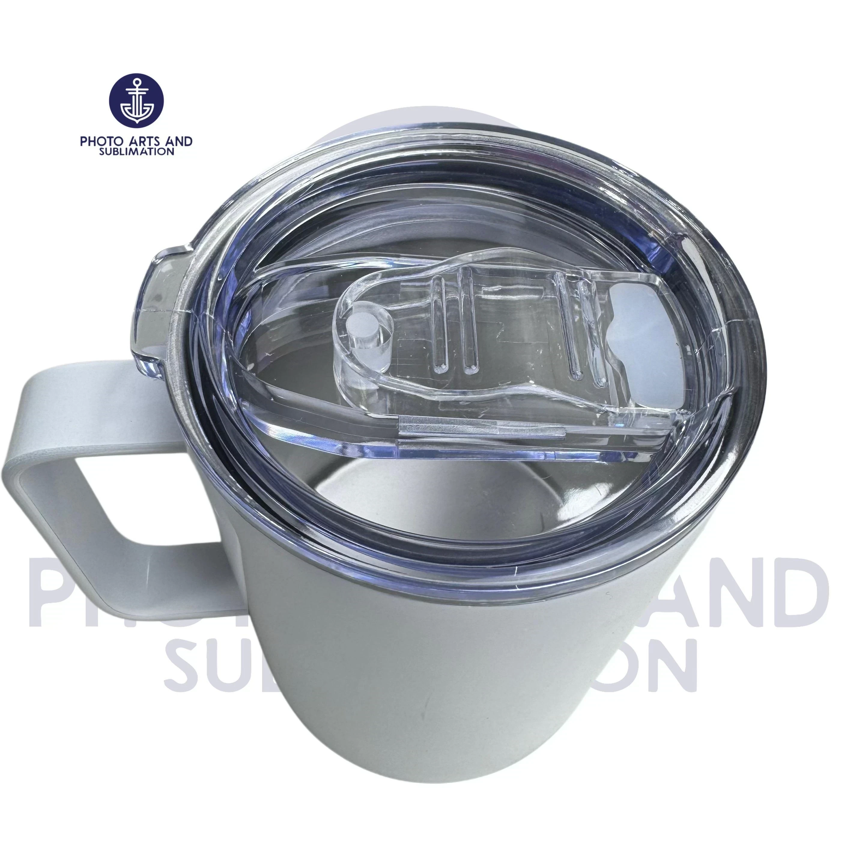 Mug Blanco Acero con Tapa Transparente 4