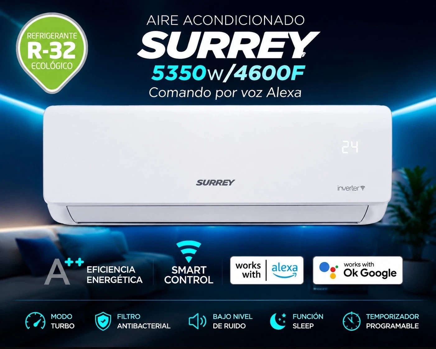 AIRE ACONDICIONADO INVERTER SURREY F/C 4600F 5350W WI-FI ‼️SOLO POR PEDIDOS ‼️