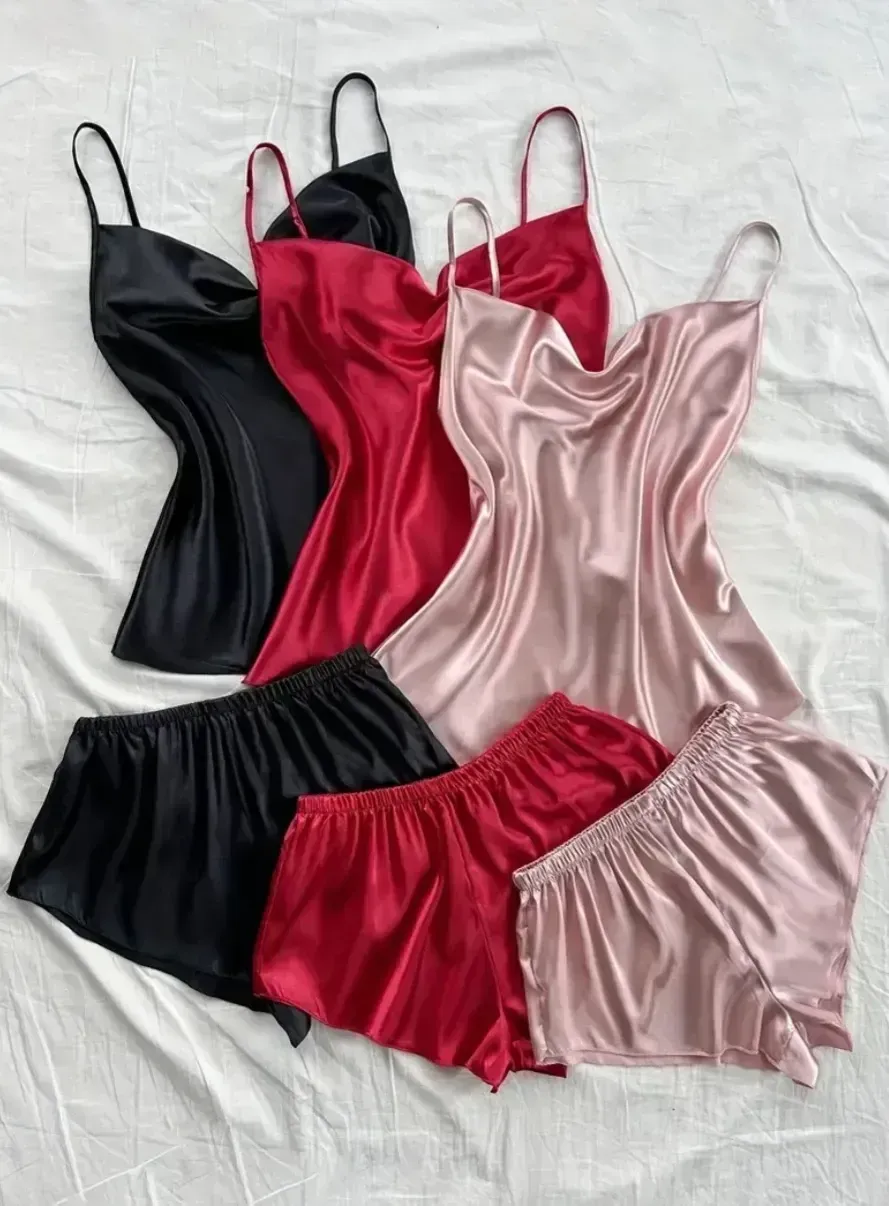 Pijama satén mini short 3