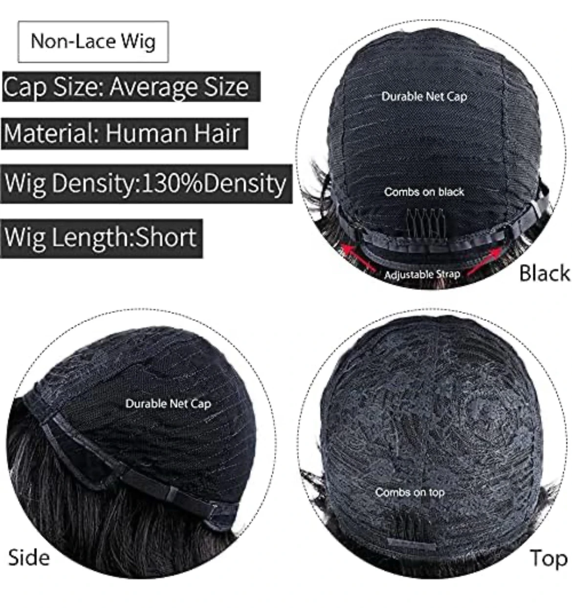 Peluca de cabello humano pixie  2