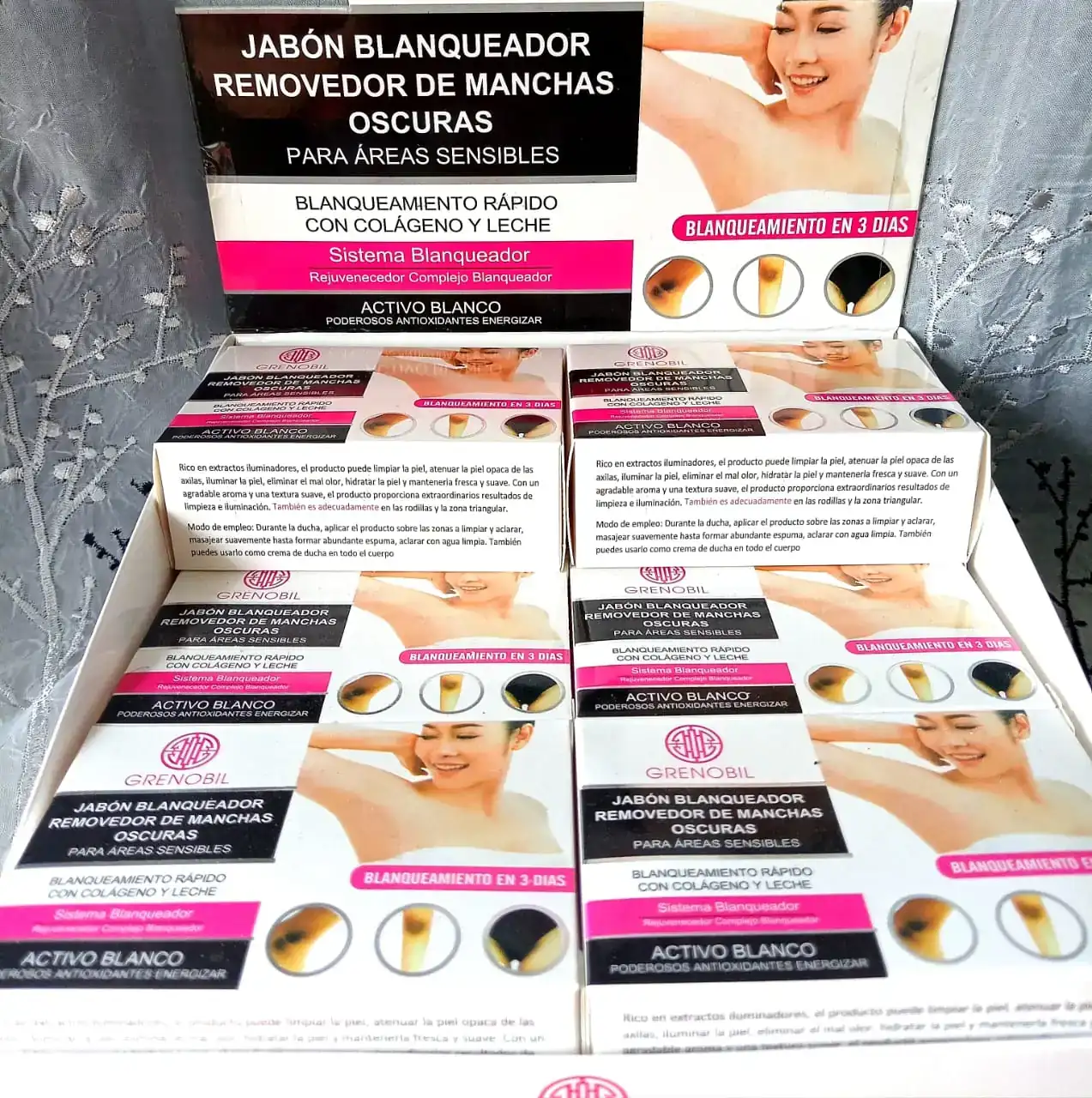 Jabón blanqueador removedor de manchas oscuras 