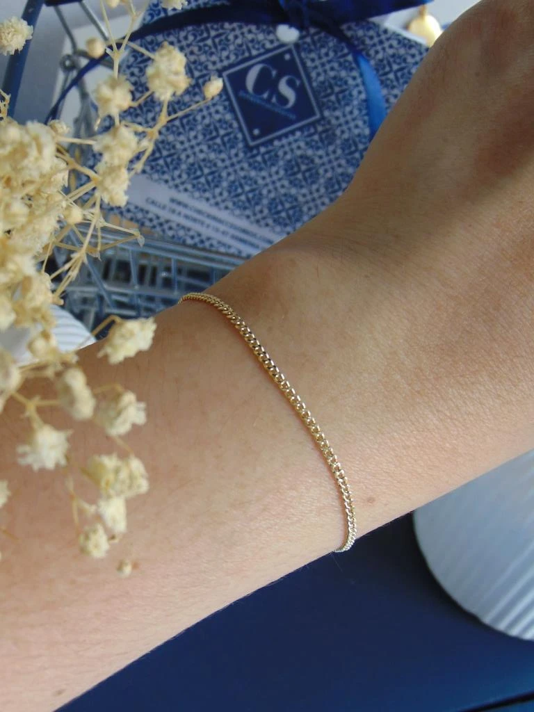PULSERA RODIO DOR MINI CUBANA TALLA M 1MM | 17CM LARGO