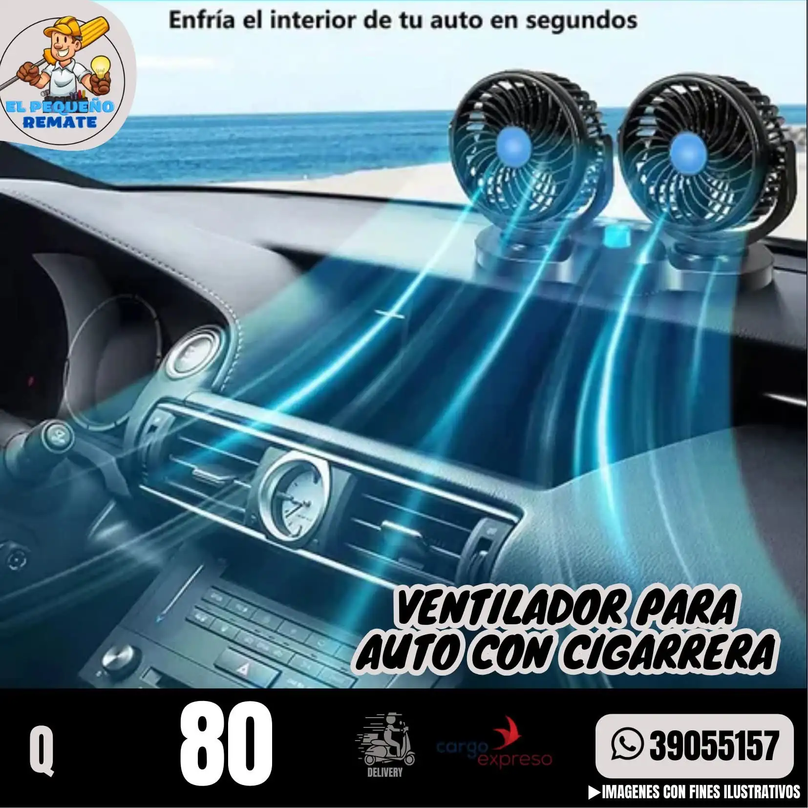 VENTILADOR PARA CARRO DOBLE 2