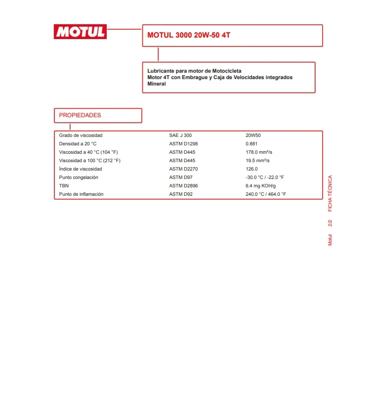 ACEITE MOTUL  3000  20W/50  (1LT) -41558 4