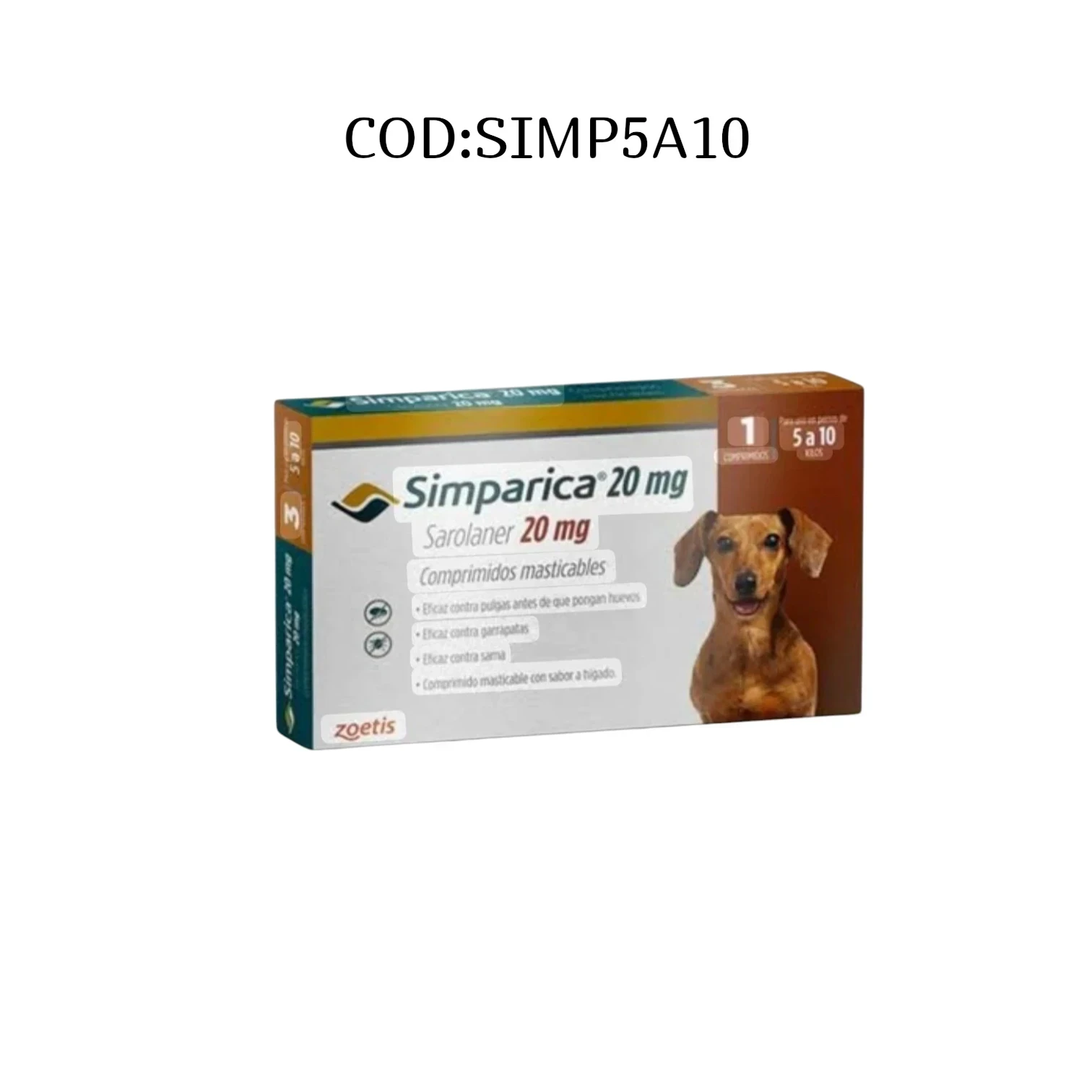 COMPRIMIDO SIMPARICA 5A10KG