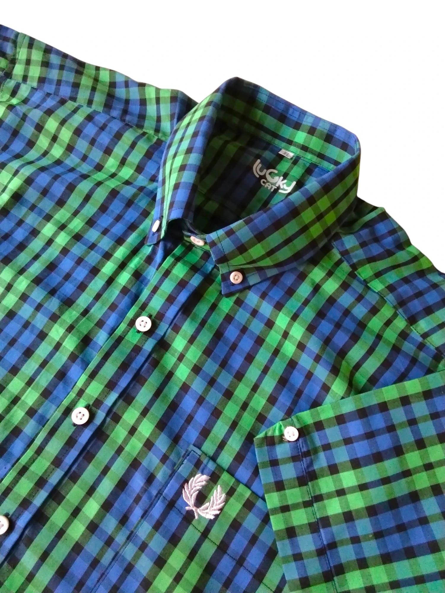 Camisa cuadro azul con verde  XL