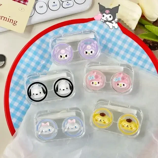 Porta Lentes Transparente Kawaii + Pinza + Aplicador  9