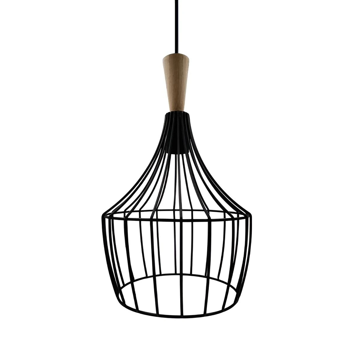LAMPARA COLGANTE D24*29CM, E27*1, METAL, NEGRO 3