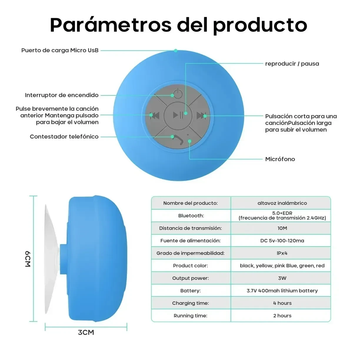 Parlante Ducha Bluetooth Manos Libre Impermeable 2