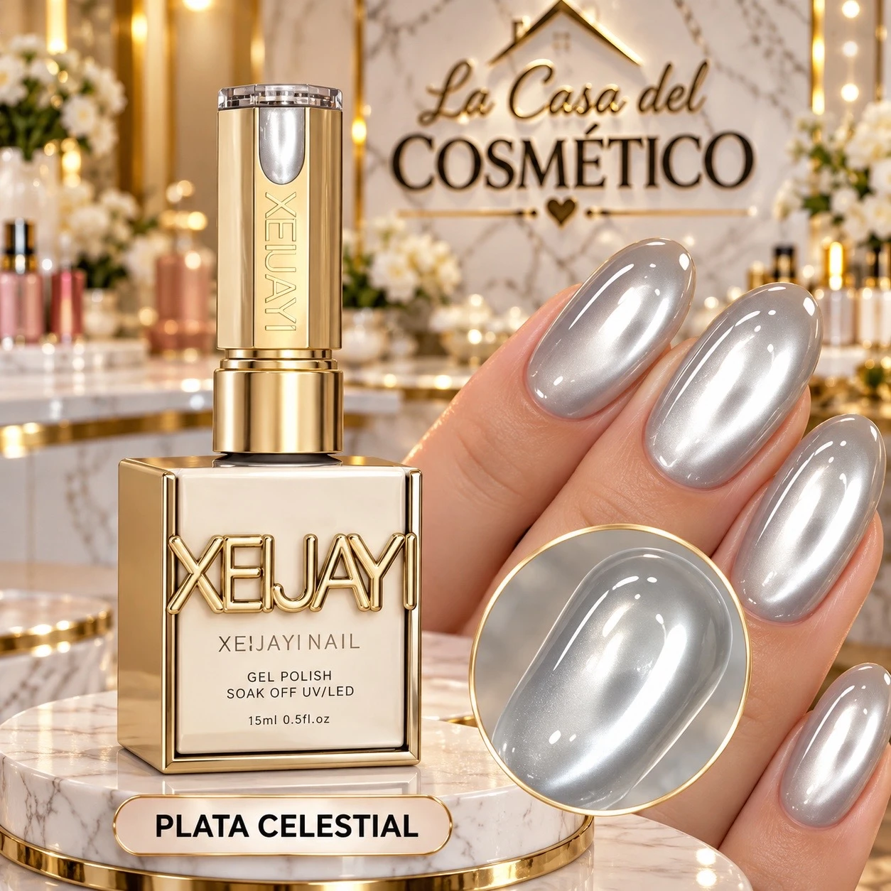 xeljayi esmalte ojo de gato tono plata celestial