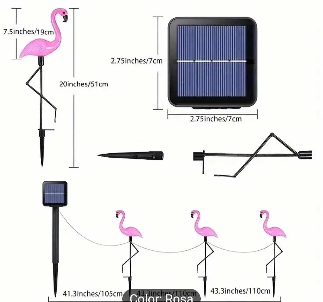 Serie de 3 luces led flamingos 2