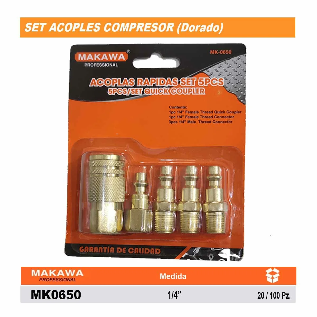 SET ACOPLES COMPRESOR (Dorado) MKW de 5 PZS