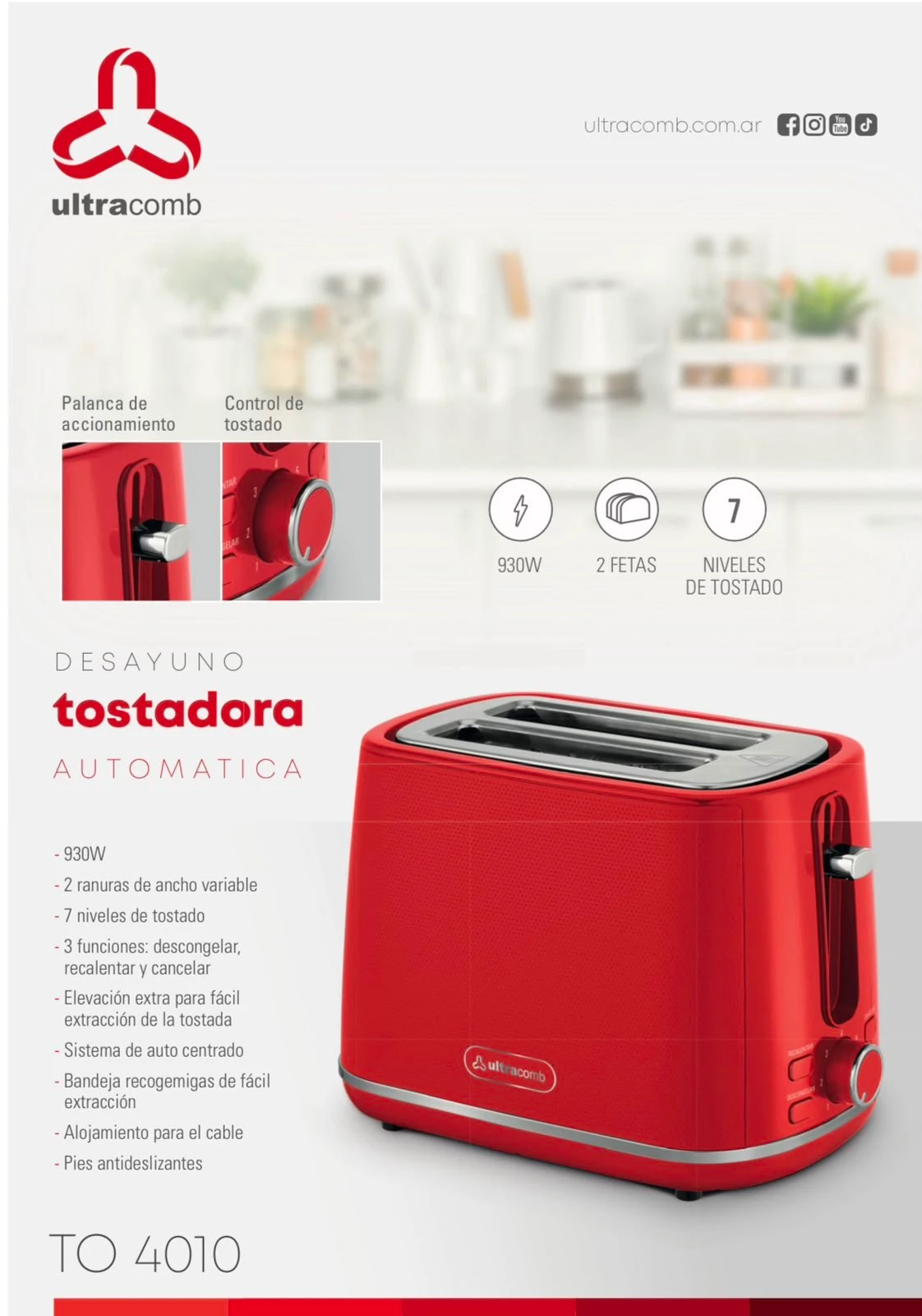 TOSTADORA ULTRACOMB TO-4010 2 PANES
