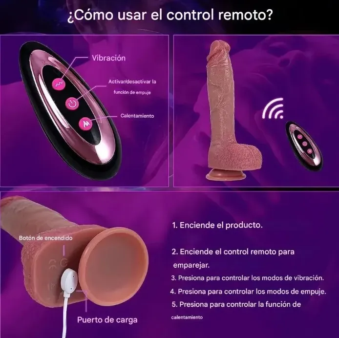 Vibrador Pene Realista a Control Remoto 22 x 4 Cms 4