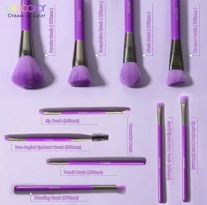 SET DE 10 BROCHAS COLOR MORADO NEÓN 3