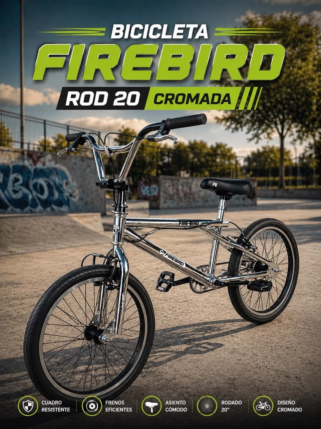 BICICLETA FIREBIRD R20 ACERO CROMADO