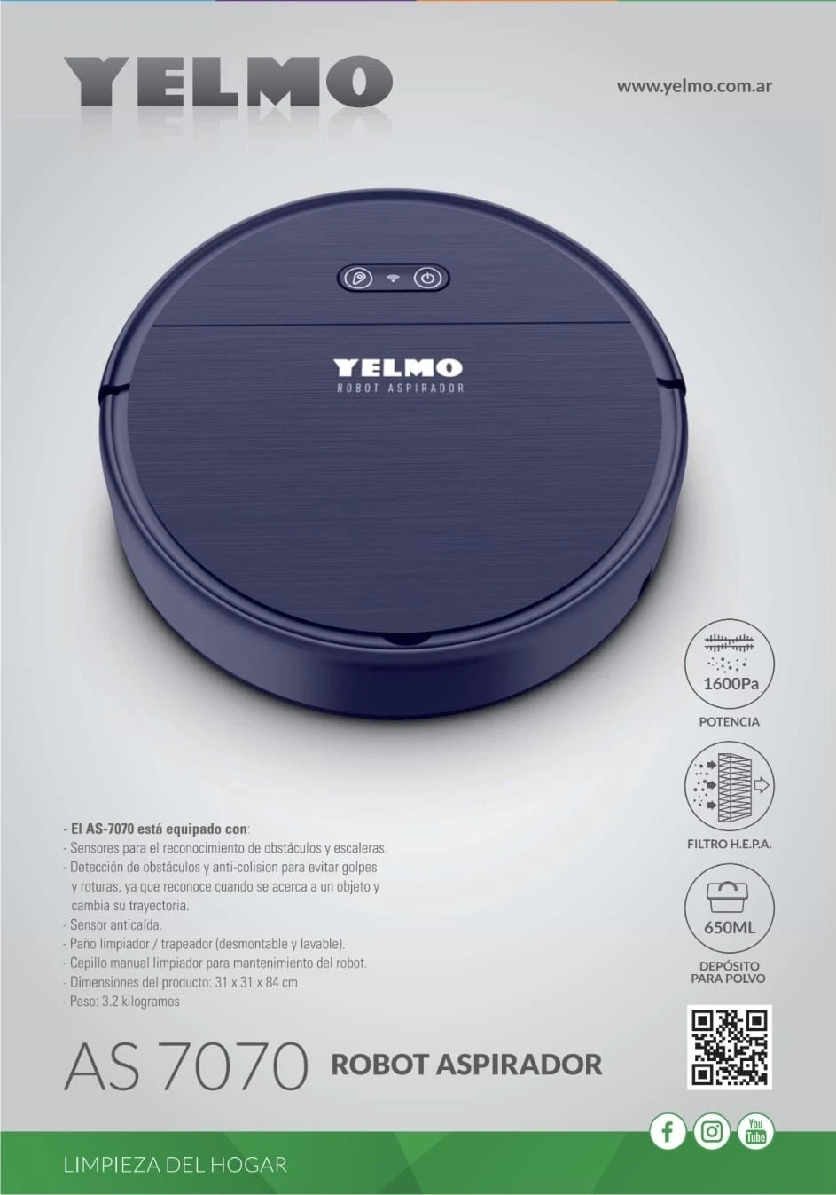 ASPIRADORA ROBOT YELMO AS7070