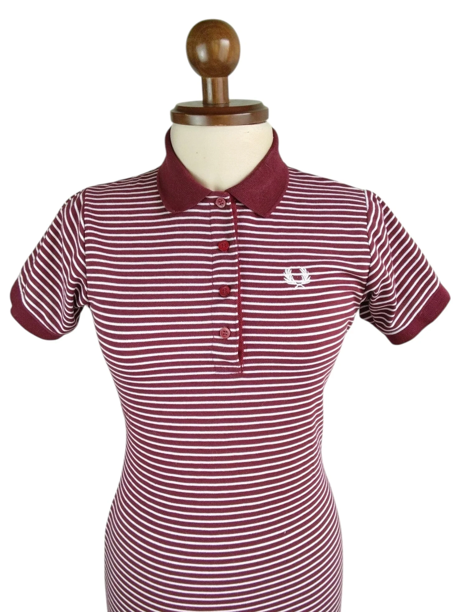 Vestido tipo polo a rayas  vinotinto 2