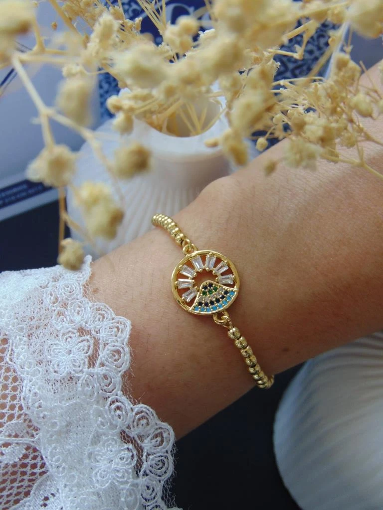 PULSERAS RODIO DOR CIRCULO BAGUET CENTRO OLAS CIRCONES COLORES