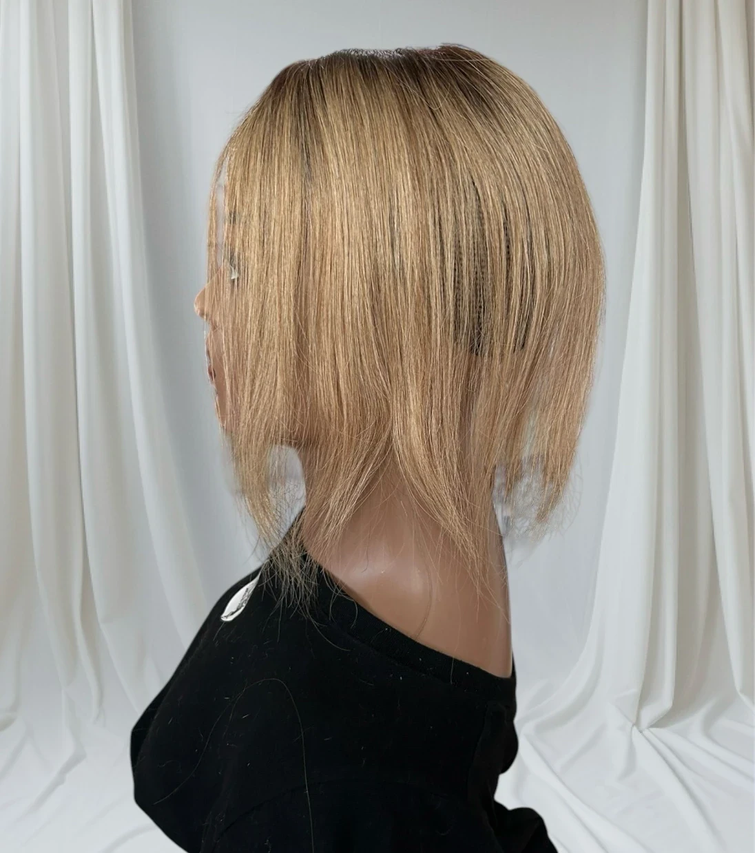 Topper de cabello humano 12 pulgada, color marron claro degradado  6