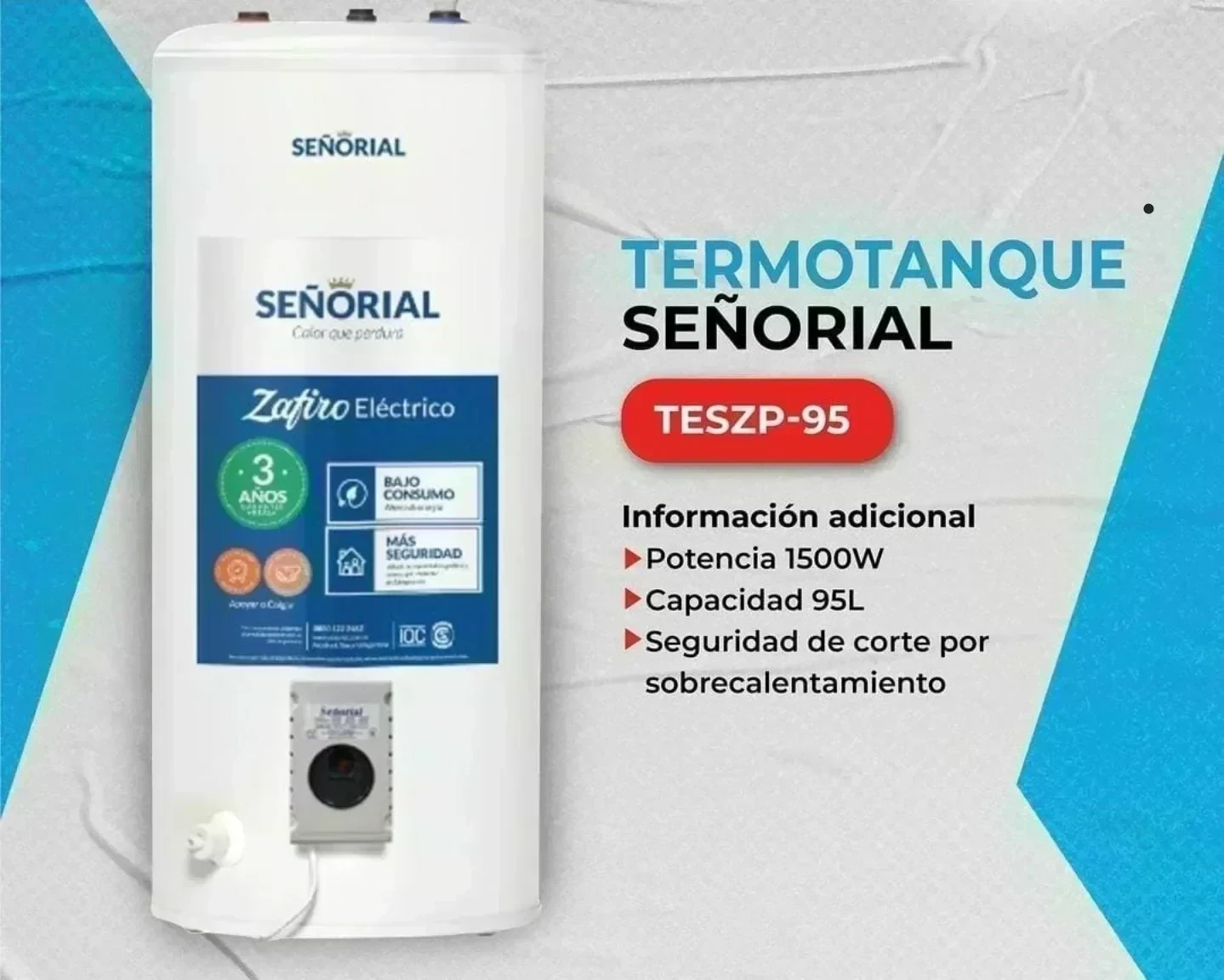 Termo Eléc Señorial 95 lts sup