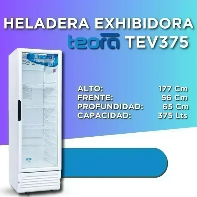 HELADERA EXHIBIDORA TEORA VERTICAL 375L