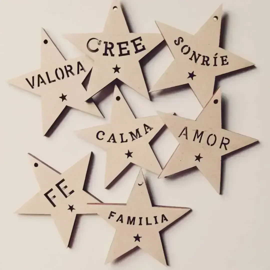 FIGURA ESTRELLA CON PALABRA 10 CM