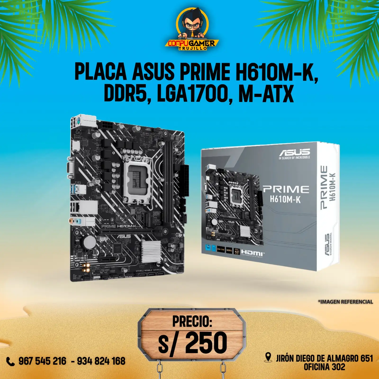 PLACA ASUS PRIME H610M-K, DDR5, LGA1700, M-ATX 