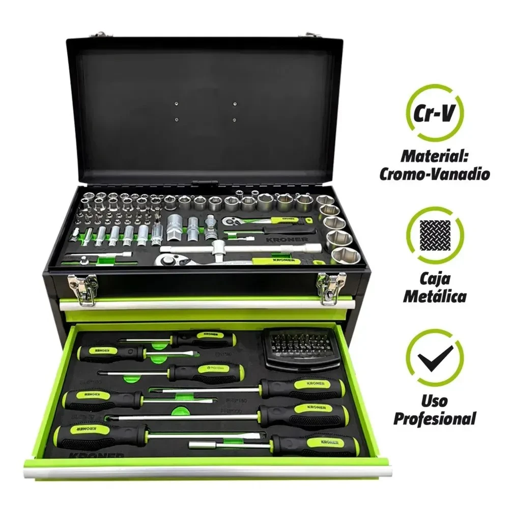 Juego De Herramientas Profesional De Taller Mecanico Hogar 138 Piezas - Kroner 4