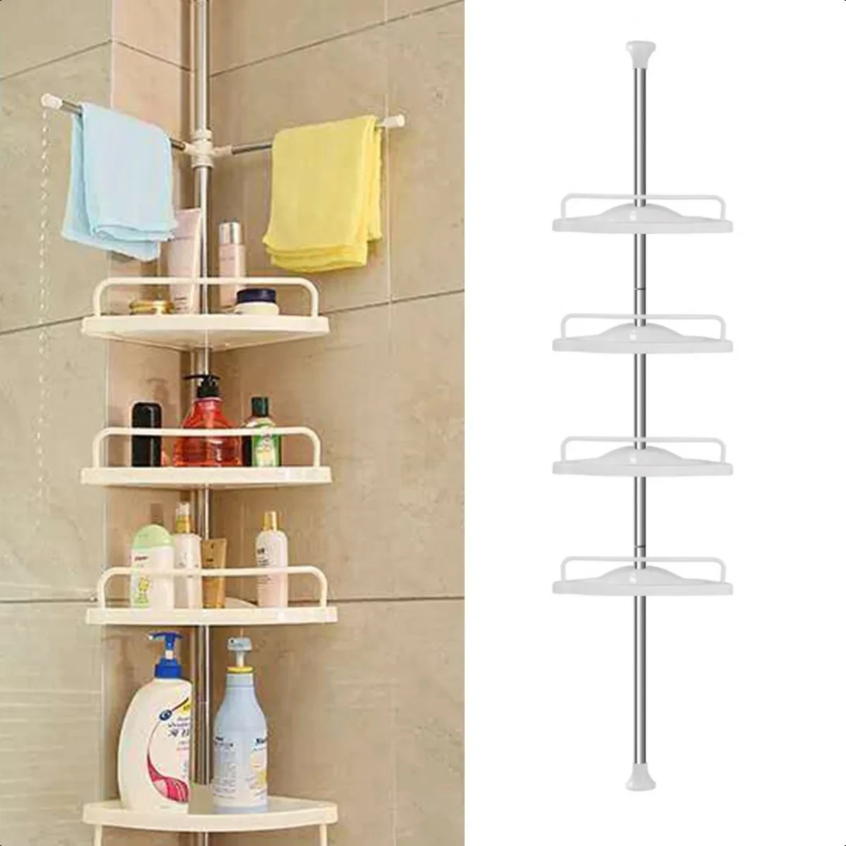 Organizador Esquinero Ducha Baño Multiuso 4 Pisos Ajustable