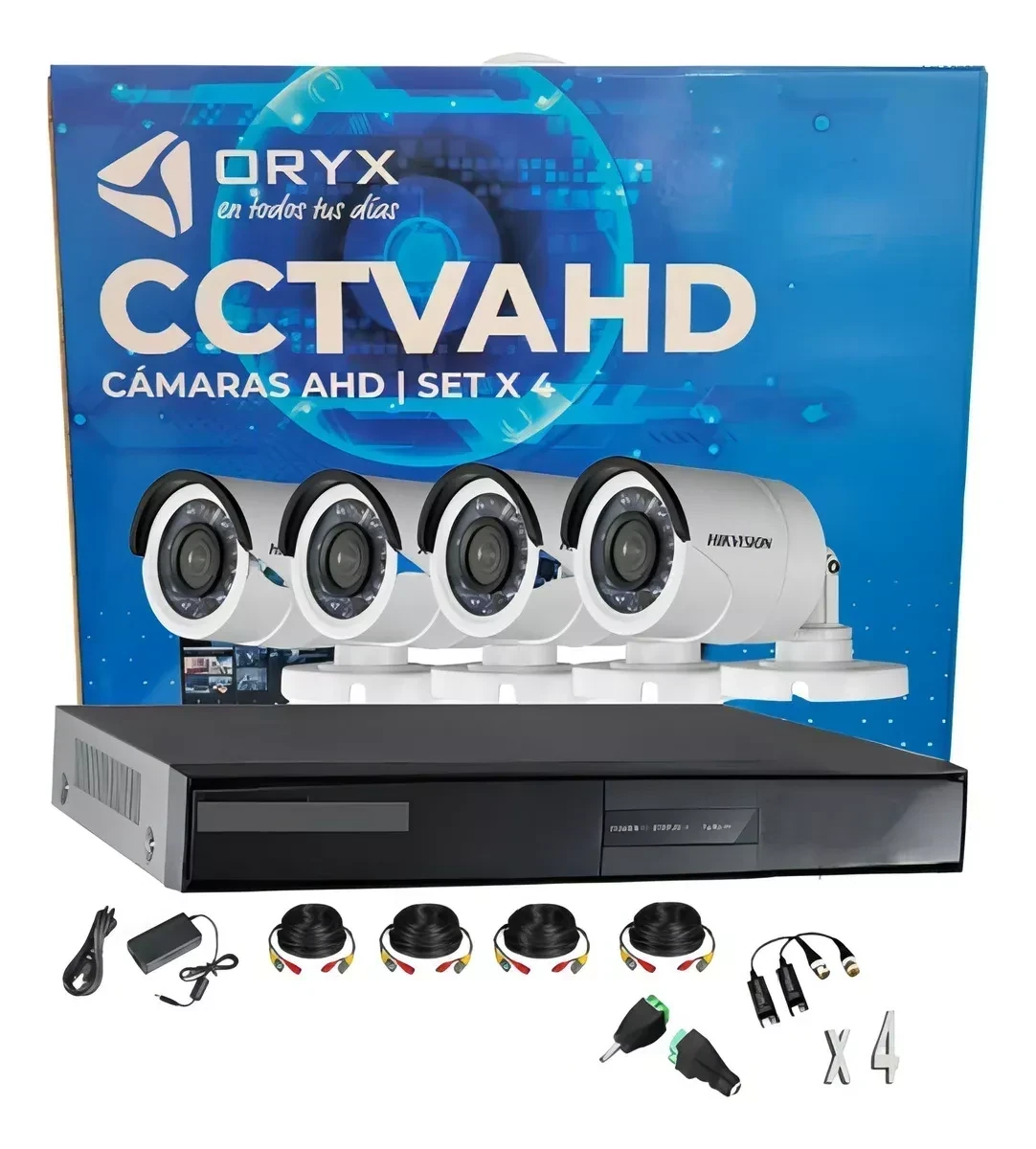 KIT CAMARA DE SEGURIDAD WIFI ORYX CCTV 4 CAMARAS + DVR + CABLES + APLICACION MONITOREO REMOTO 2