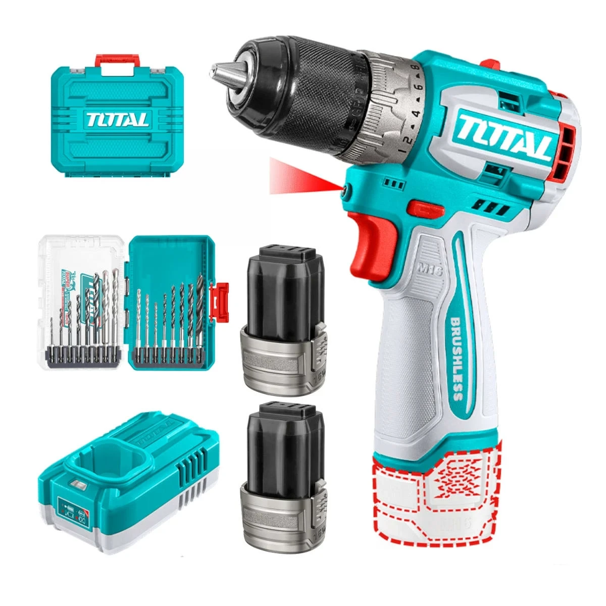TOSLI241197 Taladro percutor 20nm 12v + set de brocas total 2