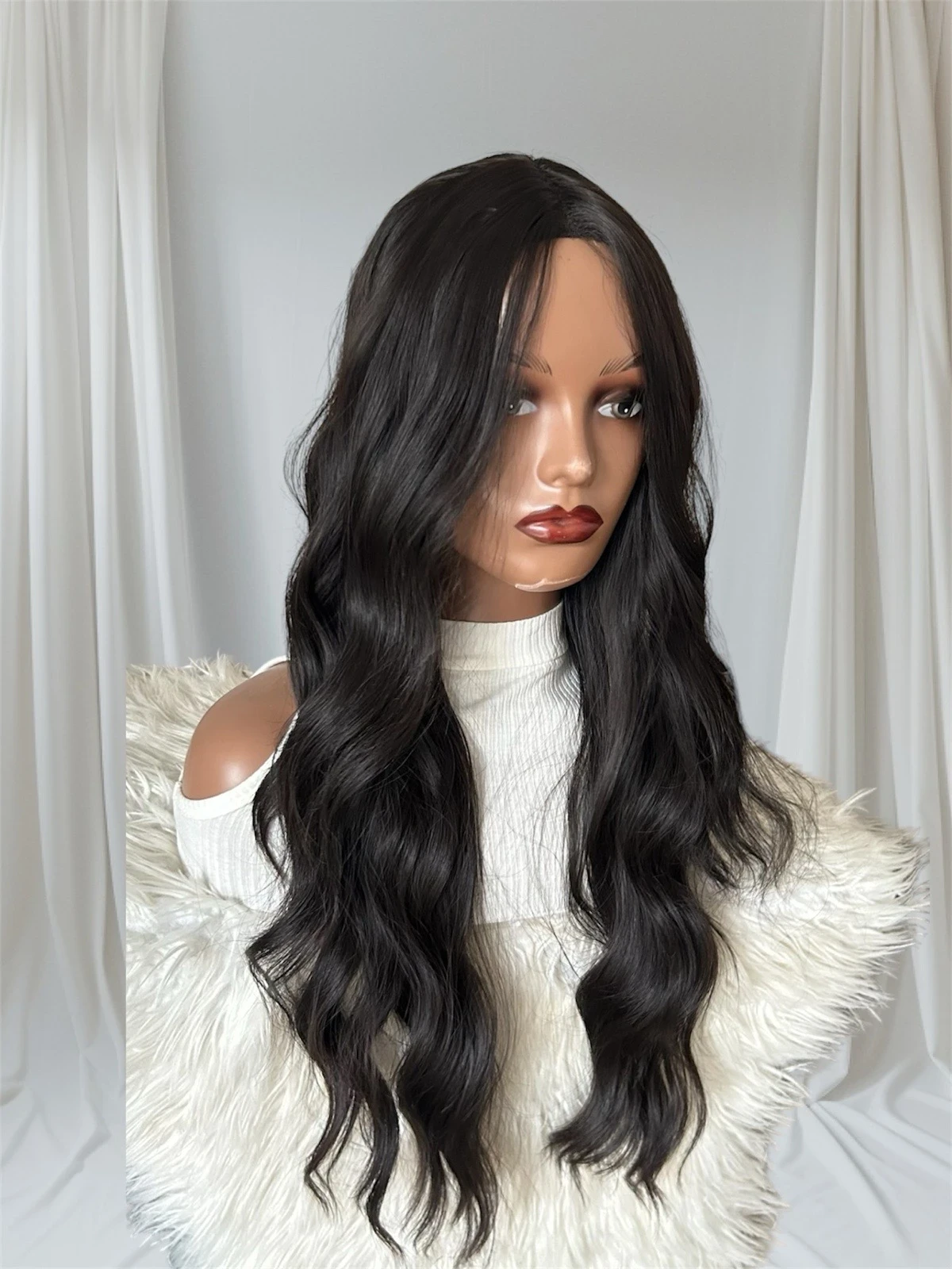 Peluca semi color castano osuro , frontal lace 2x1 de 26"  3