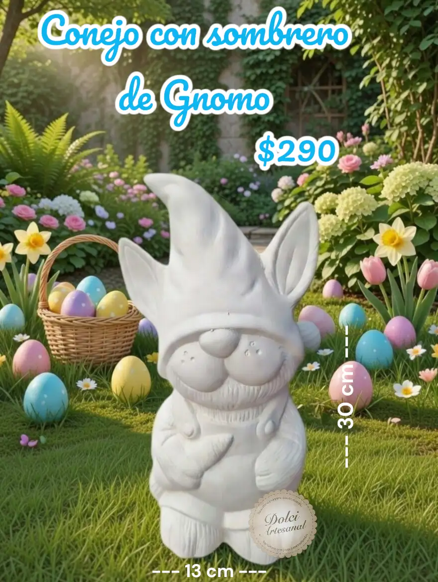 Conejo con gorro de Gnomo 