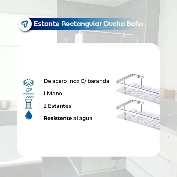 Organizador Ducha 2 Estantes Aluminio Waggs Premium Accb03 4
