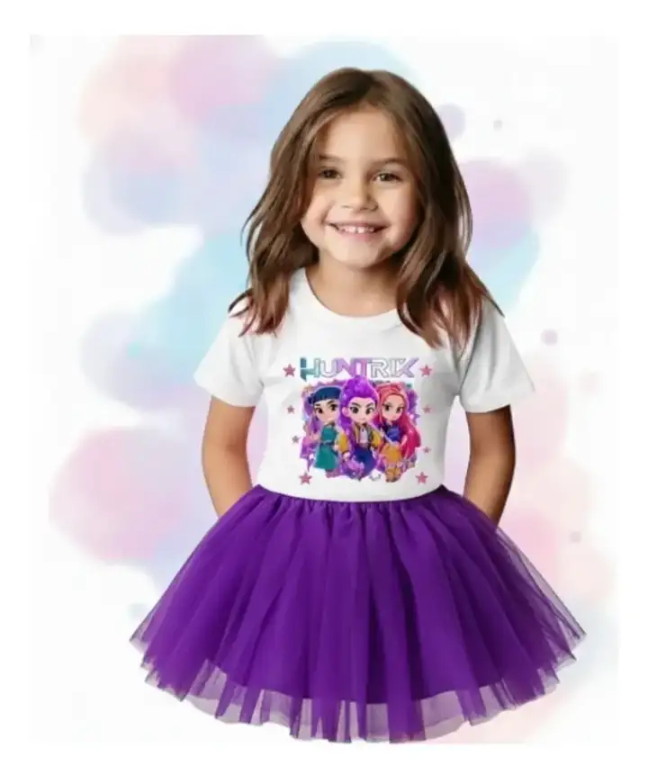 Conjunto tutú blusa niñas guerreras kpop  4