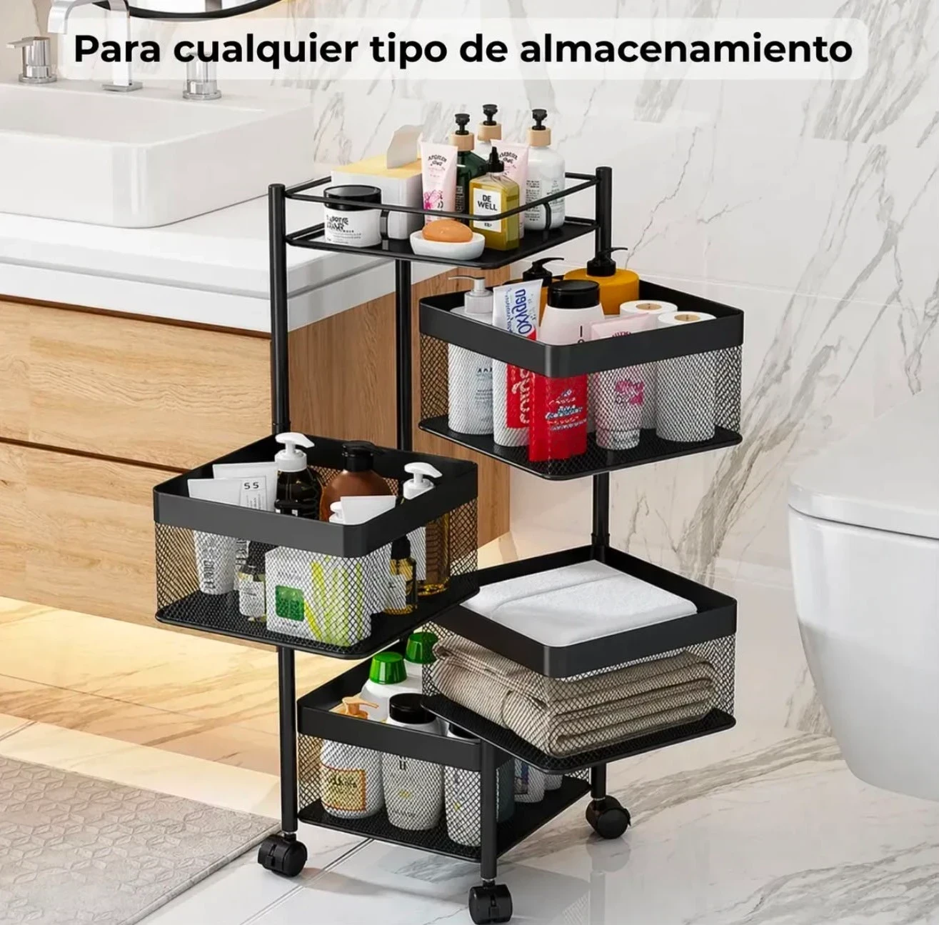 Estante plegable metal 4 niveles C/ruedas* 3